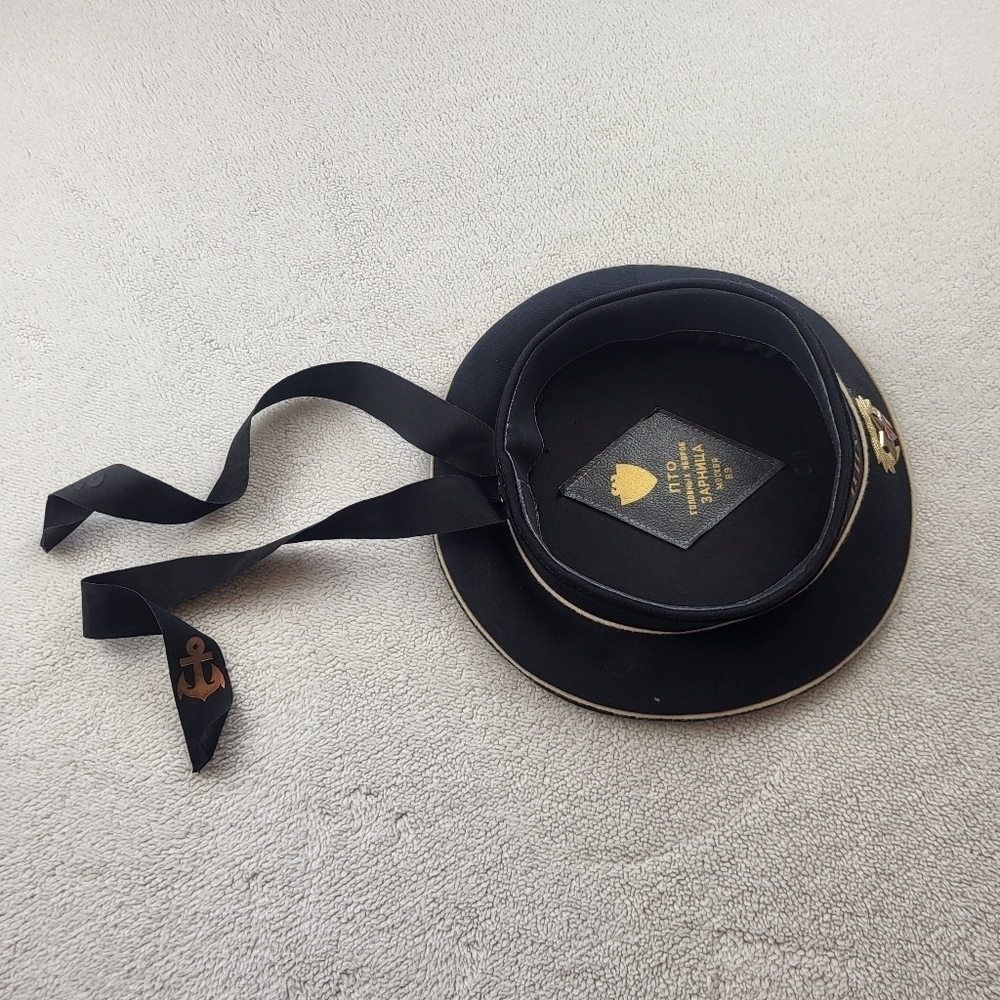 Original Soviet Naval Seaman Cap Circa 1989 Black Size 58 - Picture 3 of 11